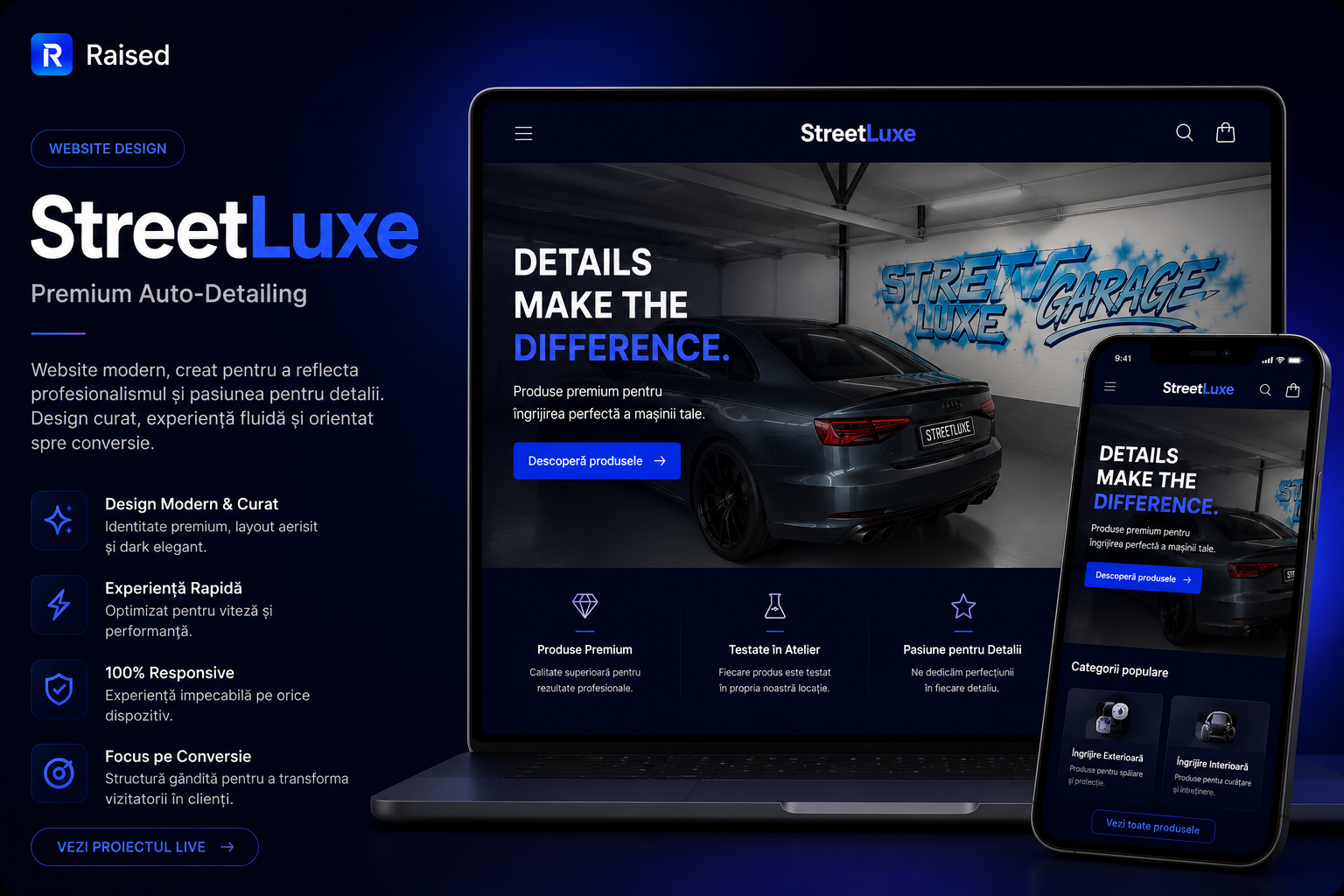 StreetLuxe Premium Auto Detailing Website - Case Study showing +240% organic traffic increase
